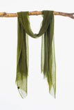 Sensation 100% Cashmere Woven Voile Scarf - Juniper Green