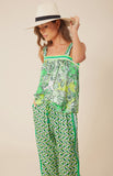 Rai Printed Silk Cami Green
