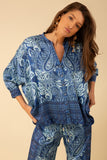 Alayah Oversized Scarf Top Blue - Halebob