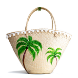 Two Palms Hand Painted Straw Bag