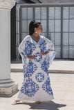 Santorini Blue 100%  Silk Kaftan - Heidi Steck