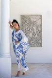 Santorini Blue 100%  Silk Kaftan - Heidi Steck