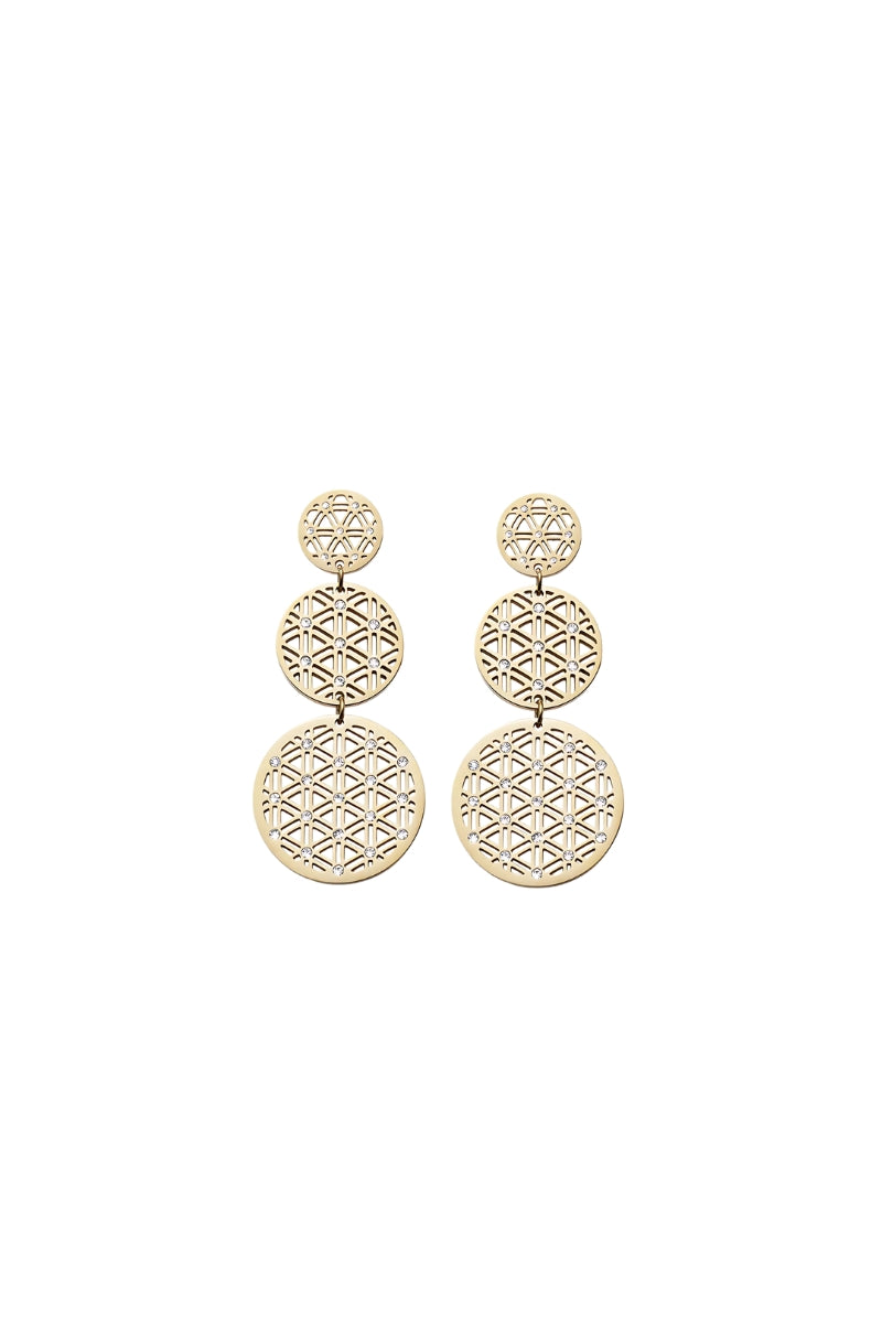 Crystalp Flower of Life Long Earrings Gold