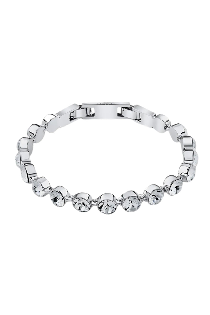 Crystalp Large Crystal Tennis Bracet - Silver