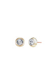 Crystalp Small Round Solitaire Earrings with Crystals - Gold
