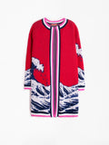 Over The Waves Cotton Knitted Tunic - Red