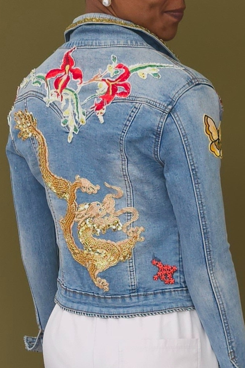 Dragon & Fire Lily Denim Jacket - Missy & Molly