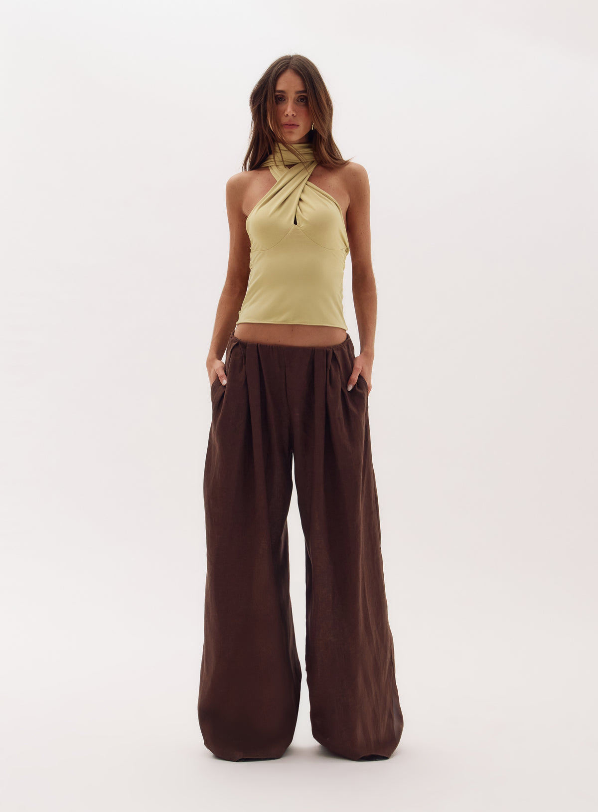 Isabe Halter Blouse with Tie Detail Ginger