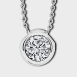 Crystalp Silver Round Solitaire Pendant with Crystals.