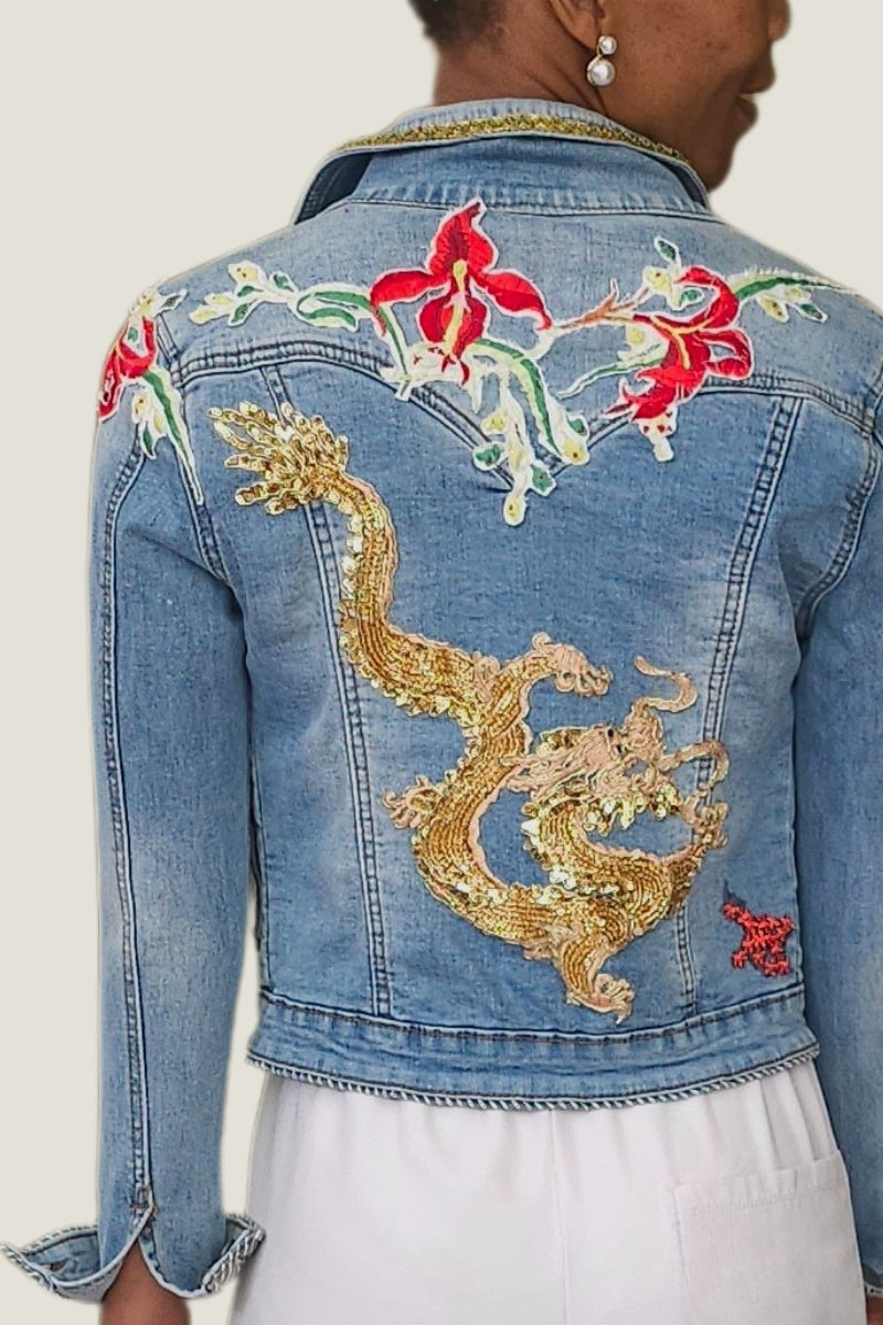 Dragon & Fire Lily Denim Jacket - Missy & Molly