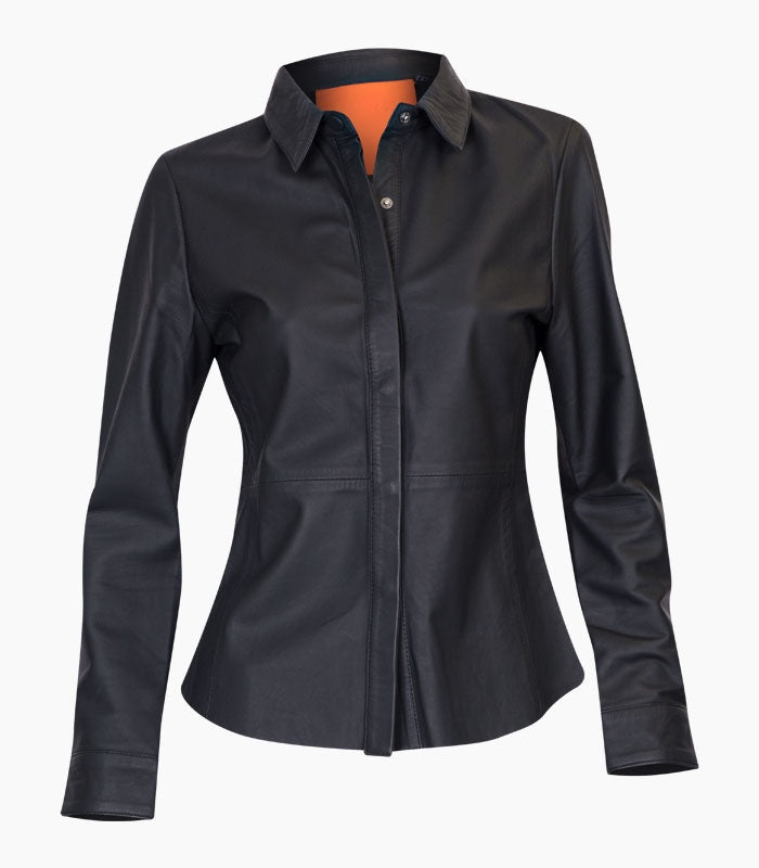 Sarah Matt Leather Shirt Black